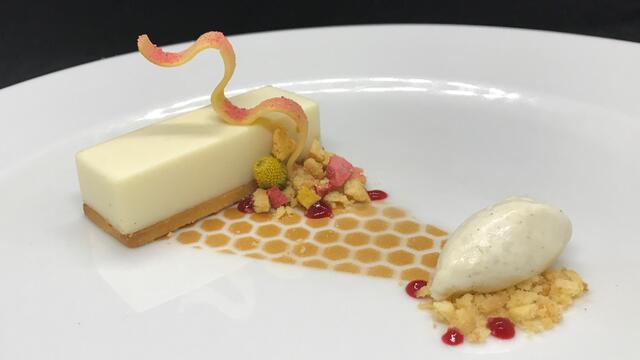 Frambozen en Sechuan Buttons cheesecake
