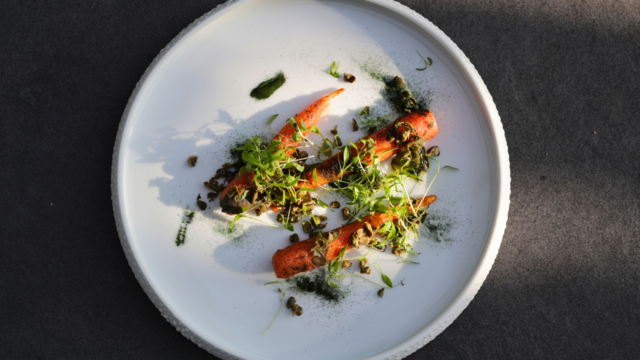 Roasted Carrots, Capers and Persinette Cress