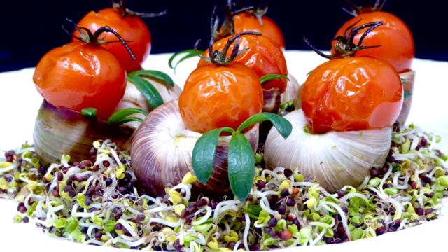 Escargots au beurre de Sea Fennel et tomates cerises