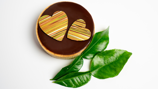 Passion Fruit, Kaffir Lime Leaves and Chocolate Tart