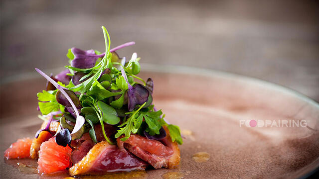Grapefruit – duck – yuzu – honey salad