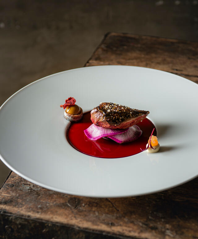 Duivenborst Radicchio - risotto, ansjovis, daikon, rode biet en Scarlet Cress