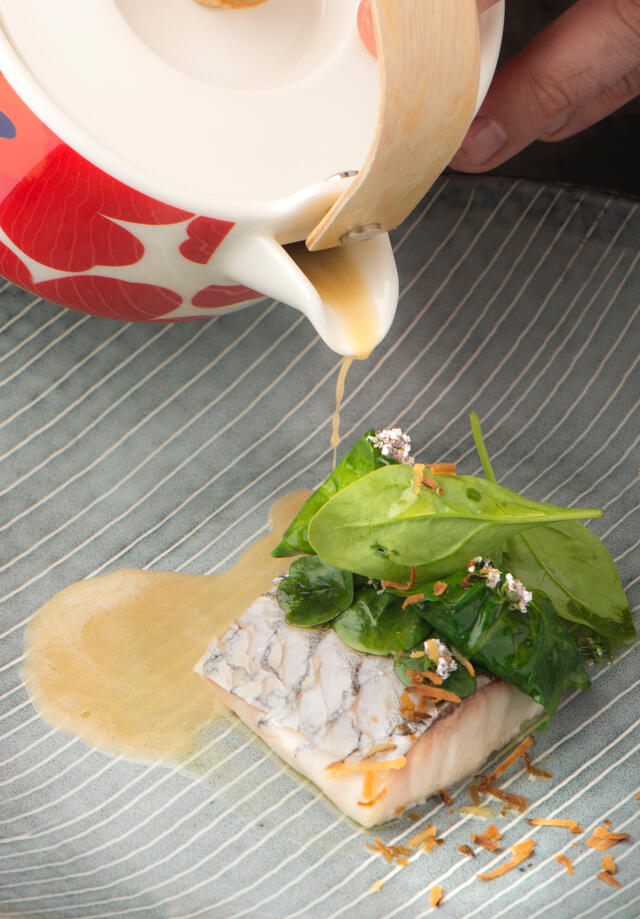 Maigre de ligne, Motti Cress, noix de coco, citronnelle, chénopode