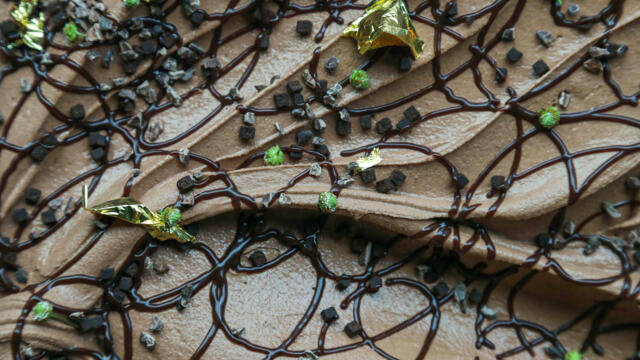 Chocolate ice cream infused with Dushi Buttons