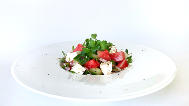 Watermelon salad with Daikon Cress