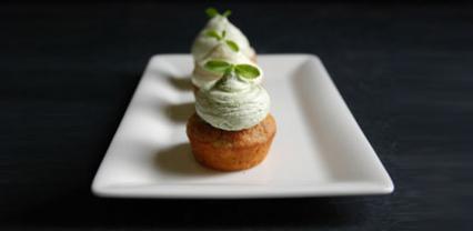 Muffins de plátano con una honny cress capa dulce de pastel “cream cheese”
