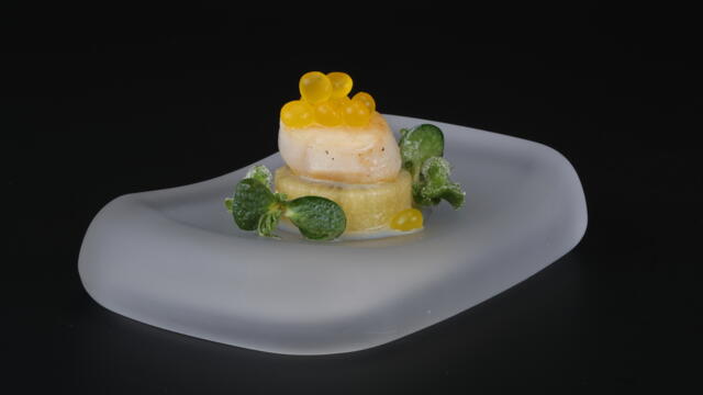 Scallop with Yuzu Saffron Pearls