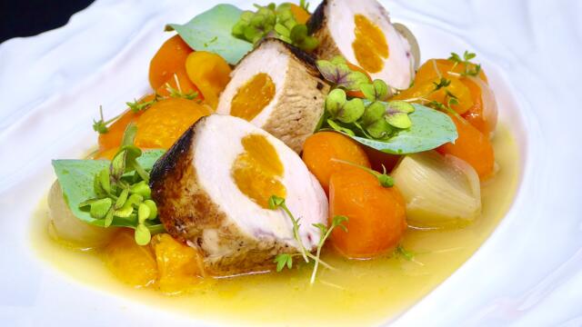 Chicken and clementine ballotine