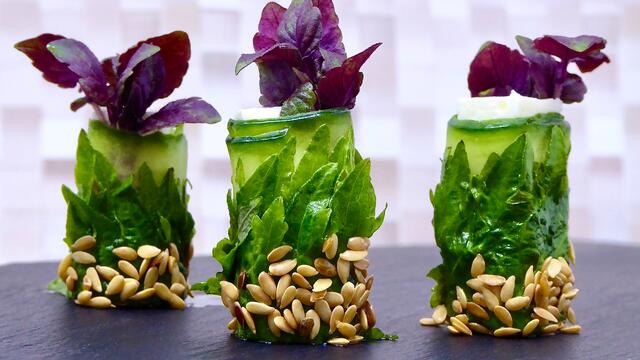 Shiso Leaves Green with feta cheese and ginger