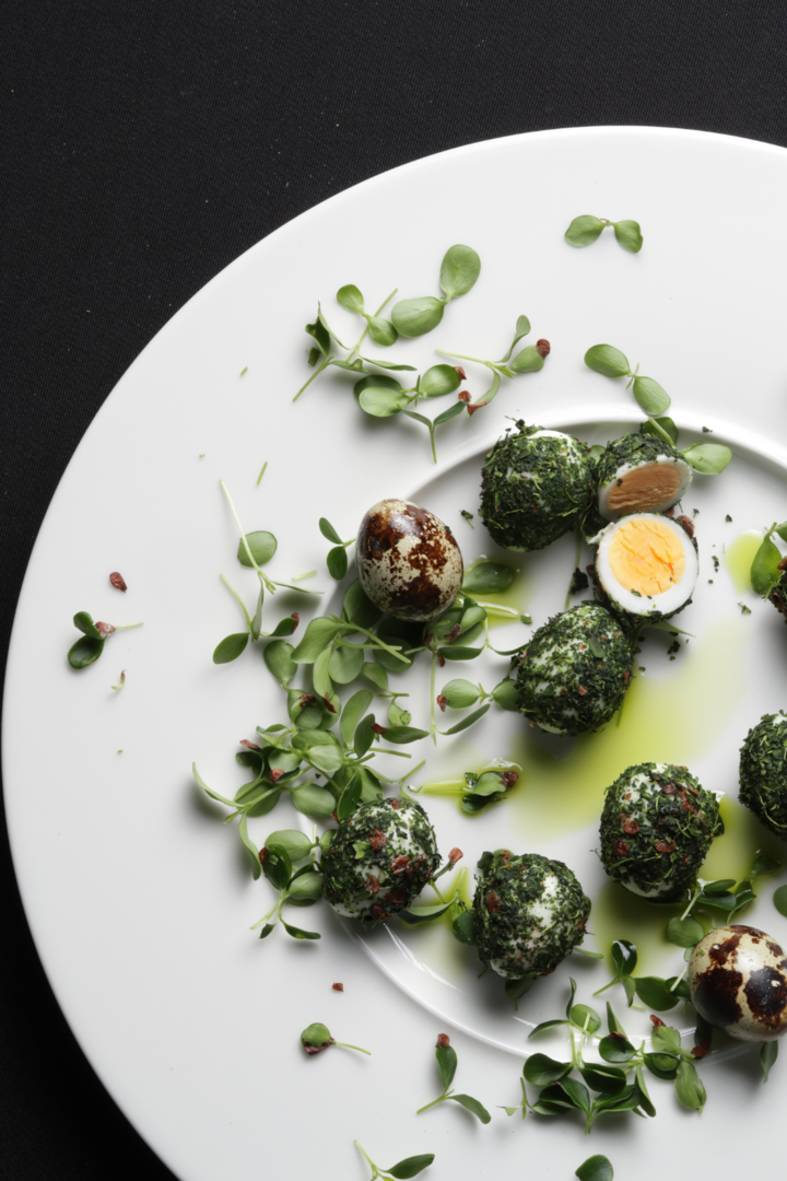 Quail eggs tahoon cress koppert cress