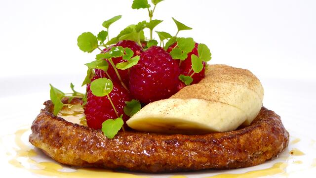 Raspberries and banana eggy bread