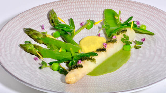 Roasted Spring Asparagus, Mango Emulsion