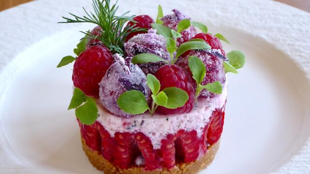 Yoghurt and raspberry mousse