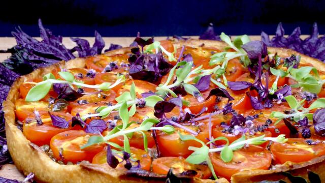 Tarte aux tomates cerises et aux lentilles