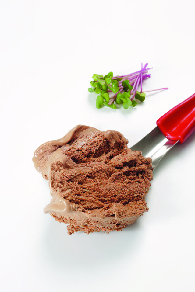 Gelado de 80% chocolate negro e Chilli Cress