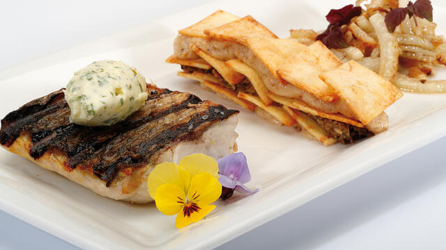 Harder, citroenboter, aardappel-‘millefeuille’, venkel